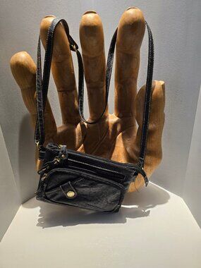 Vintage Rosetti faux leather crossbody organizer bag black